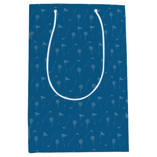 Grey Blue Golf Ball  / Flag Pattern Gift Bag Medium Cadeauzakje (Voorkant)
