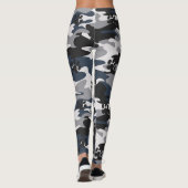 Grey Blue Light Crimson Cat Paw Camouflage Pattern Leggings (Achterkant)