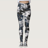 Grey Blue Light Crimson Cat Paw Camouflage Pattern Leggings (Voorkant)