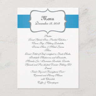 Grey & Blue Paisley patroon op het huwelijksmenu v Briefkaart
