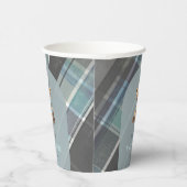 Grey & Blue Plaid Teddy Bear Baby shower Papieren Bekers (Rechts)