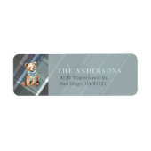 Grey & Blue Plaid Teddy Bear Bow Retouradres Etiket (Voorkant)