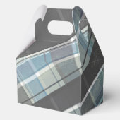 Grey & Blue Plaid Teddy Bear Boy Baby shower Bedankdoosjes (Achterkant)