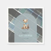Grey & Blue Plaid Teddy Bear Boy Baby shower Servet (Voorkant)