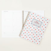 Grey Blue Red Heart Pattern  Planner (Display)