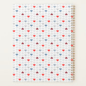 Grey Blue Red Heart Pattern  Planner (Achterkant)