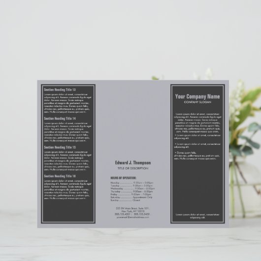 Grey Blue Simple Border Brochure (Staand voorkant)