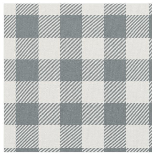 Grey Blue & White Plaid Gingham Stof (Close Up)