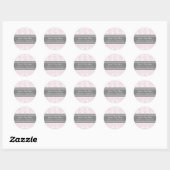 Grey Blush Damask Baby shower Favor Stickers (Vel)