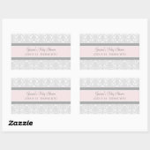 Grey Blush Damask Baby shower Favor Stickers (Vel)