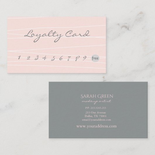 Grey Blush Elegant Klantenkaartje (Voorkant / Achterkant)