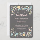Grey Blush Pink Modern Floral Bridal Brunch Kaart (Voorkant)
