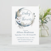 Grey Boho Wreath Baby shower Invitation Kaart (Staand voorkant)