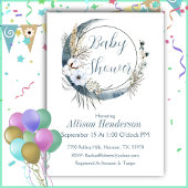Grey Boho Wreath Baby shower Invitation Kaart