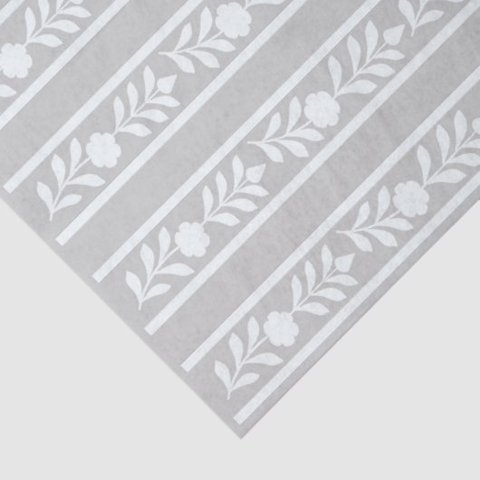 Grey Bone Inlay Floral Border Decoupage Paper Tissuepapier (Detail)
