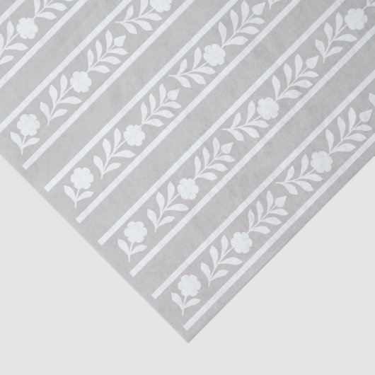 Grey Bone Inlay Floral Border Decoupage Paper Tissuepapier (Detail)