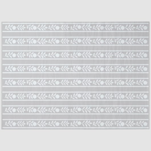 Grey Bone Inlay Floral Border Decoupage Paper Tissuepapier (Voorkant)