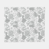 Grey Botanical Seamless Pattern Fleece Deken (Voorkant (Horizontaal))