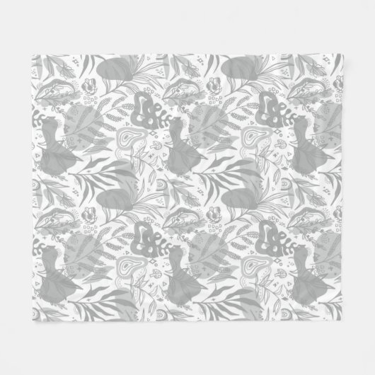 Grey Botanical Seamless Pattern Fleece Deken (Voorkant (Horizontaal))