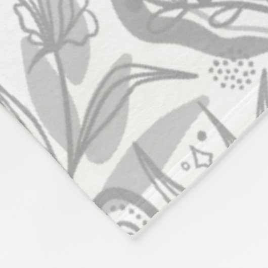 Grey Botanical Seamless Pattern Fleece Deken (Hoek)