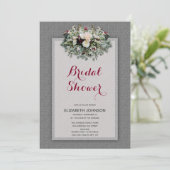 Grey Bourgogne Floral Waterverf Vrijgezellenfeest Kaart (Staand voorkant)