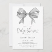 Grey Bow Boy Baby shower Uitnodiging (Voorkant)