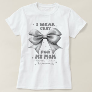 Grey Bow Brain Tumor Ik Draag grijs voor mijn moed T-shirt