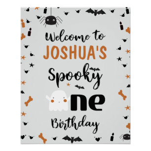 Grey Boys Spooky One Halloween 1e Verjaardag Perfect Poster