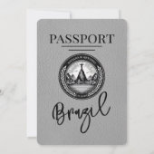 Grey Brazil Passport Uitnodiging voor een bruiloft (Achterkant)