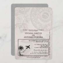 Grey Brazil Passport Uitnodiging voor een bruiloft