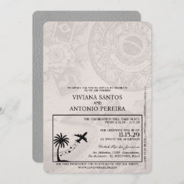 Grey Brazil Passport Uitnodiging voor een bruiloft