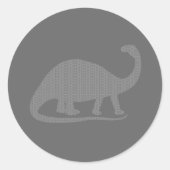 Grey Brontosaurus Ronde Sticker (Voorkant)