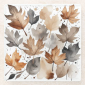 Grey Brown Maple verlaat Autumn Wedding Onderzette Glazen Onderzetter (Voorkant)