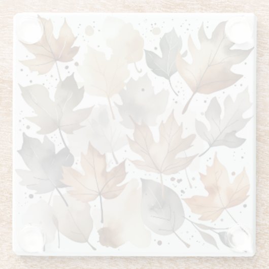 Grey Brown Maple verlaat Autumn Wedding Onderzette Glazen Onderzetter (Achterkant)