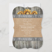 Grey Brown Rustic Sunflower Wedding Invite Kaart (Voorkant)