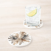 Grey Brown Waterverf Herfst bruiloft Onderzetter (Zijkant)