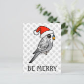 Grey Budgie Santa Claus Feestdagenkaart (Staand voorkant)