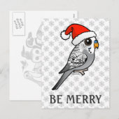 Grey Budgie Santa Claus Feestdagenkaart (Voorkant / Achterkant)
