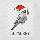 Grey Budgie Santa Claus Feestdagenkaart (Voorkant)