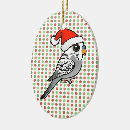 Grey Budgie Santa Claus Keramisch Ornament (Links)