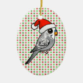 Grey Budgie Santa Claus Keramisch Ornament (Voorkant)