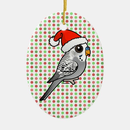 Grey Budgie Santa Claus Keramisch Ornament (Voorkant)