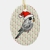 Grey Budgie Santa Claus Keramisch Ornament (Achterkant)