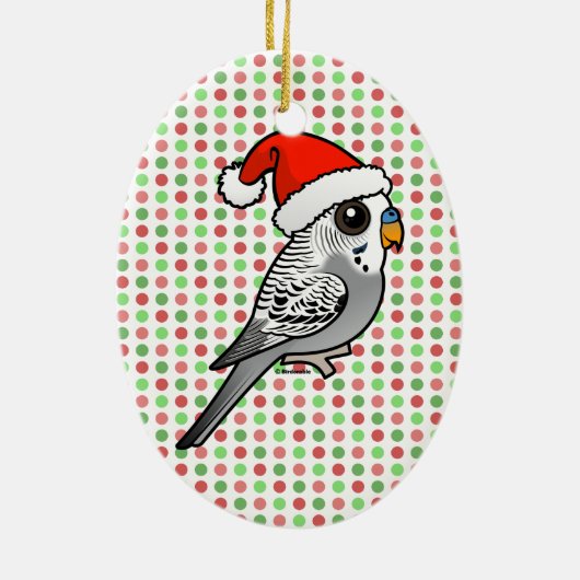 Grey Budgie Santa Claus Keramisch Ornament (Achterkant)