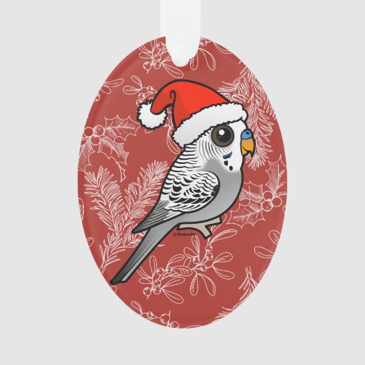 Grey Budgie Santa Claus Ornament (voorkant)