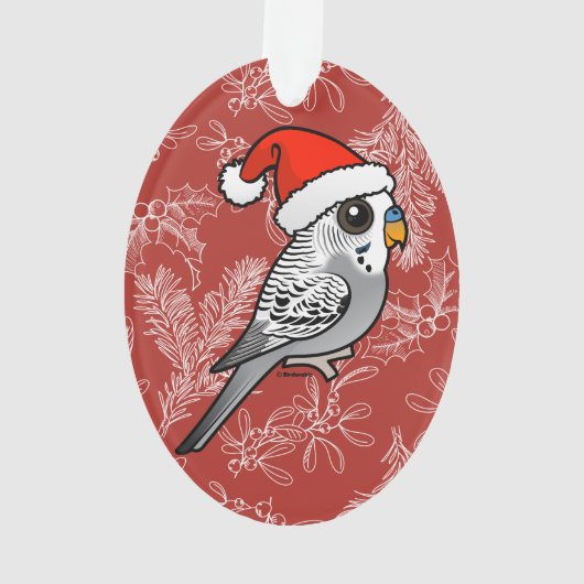 Grey Budgie Santa Claus Ornament (achterkant)