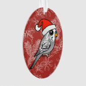 Grey Budgie Santa Claus Ornament (voorkant)