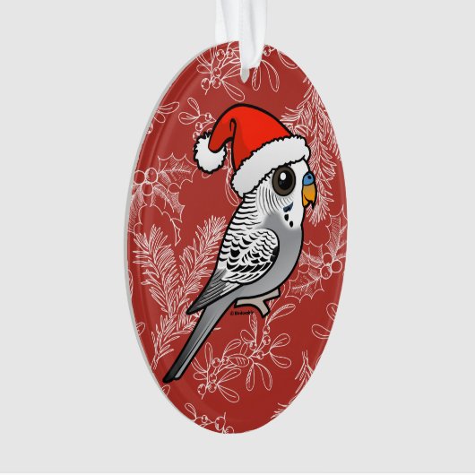 Grey Budgie Santa Claus Ornament (voorkant)