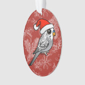 Grey Budgie Santa Claus Ornament (voorkant)