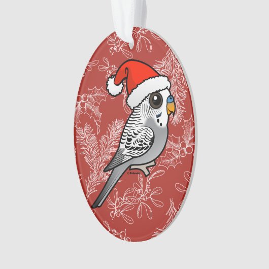 Grey Budgie Santa Claus Ornament (voorkant)